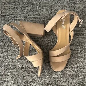 Tan Strappy Block Heels